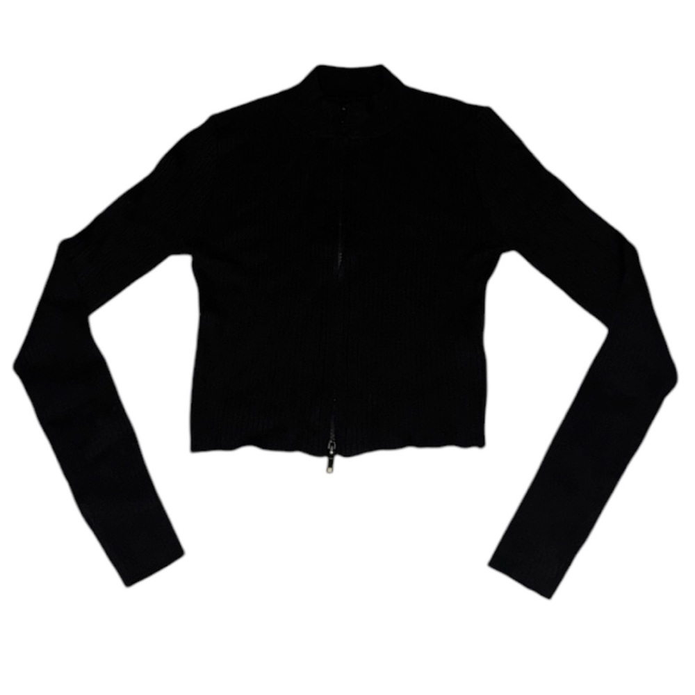 FOREVER 21 Double zip, ribbed mock neck sweater